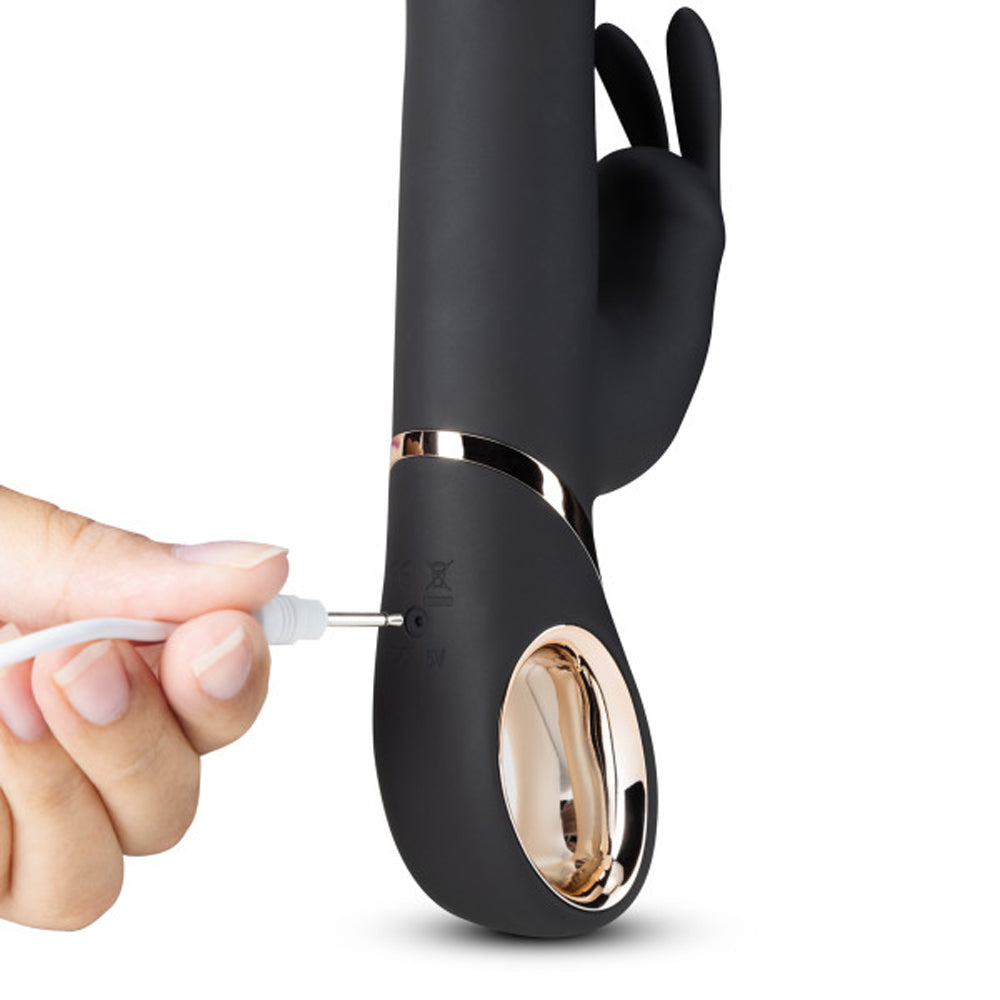 Blush Lush Victoria Rechargeable Silicone Rabbit Vibrator Black - Fantasies Boutique