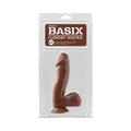 Basix Rubber Works 6.5 in. Dong With Balls & Suction Cup Brown - Fantasies Boutique
