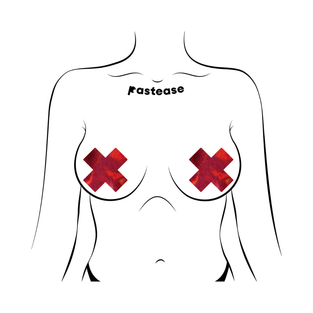 Pastease Everyday Reusable Liquid Red Cross Nipple Pasties