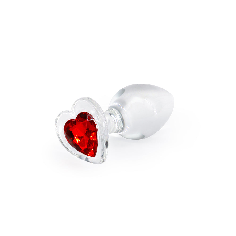 Crystal Desires Red Heart Gem Glass Plug Medium - Fantasies Boutique
