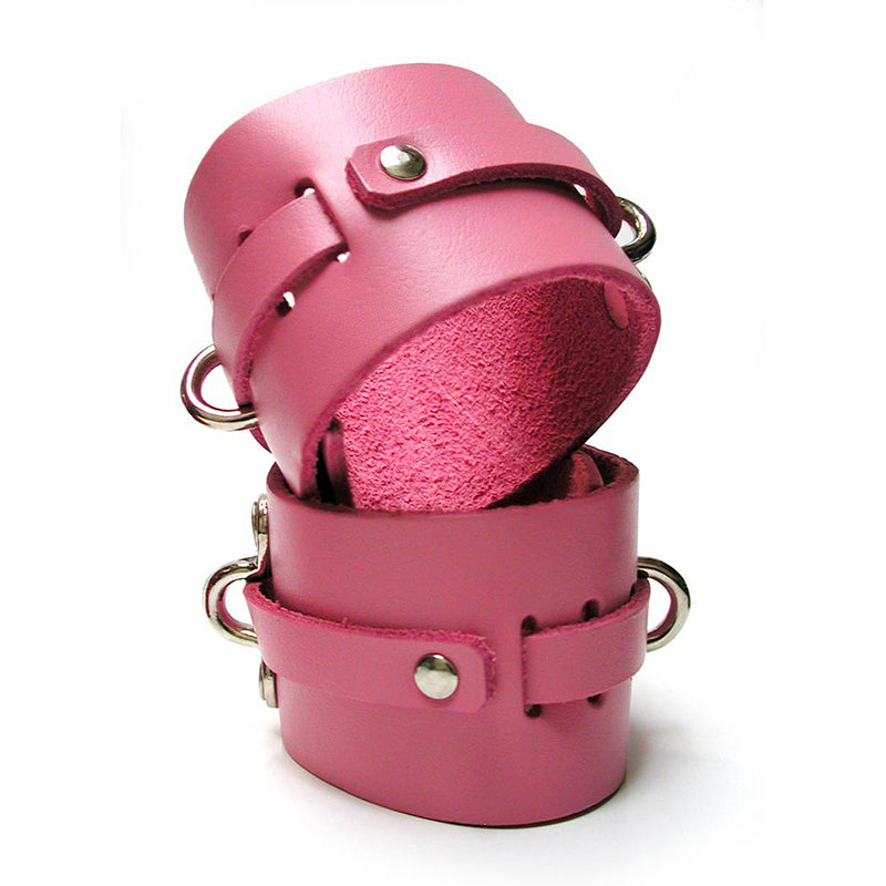 Kinklab Pink Bound Leather Wrist Cuffs - Fantasies Boutique