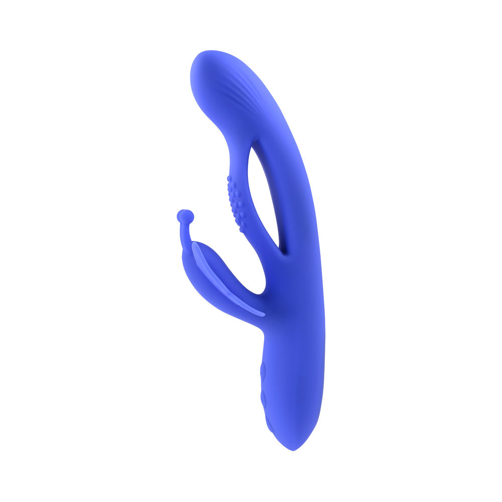 Evolved Butterfly Dreams Rechargeable Dual Stim Vibe Silicone Blue - Fantasies Boutique