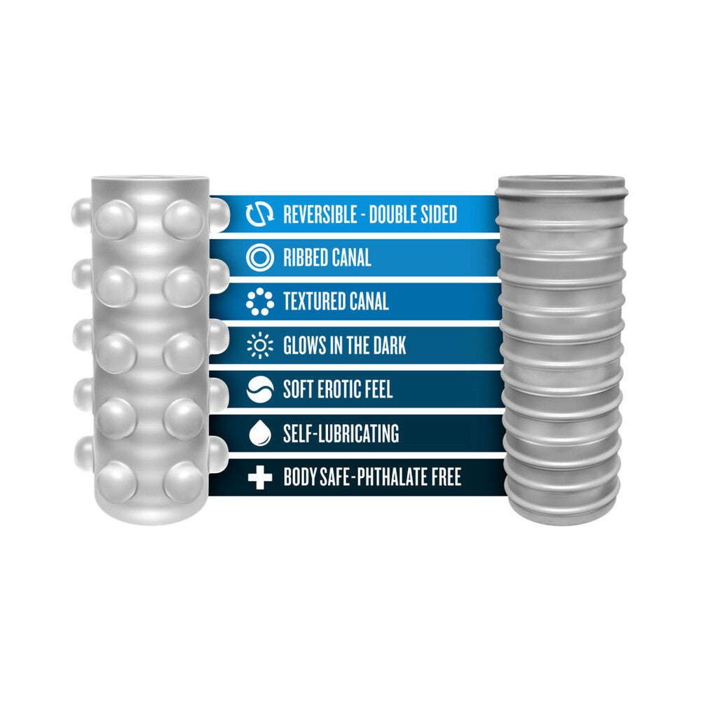 Blush M for Men Soft + Wet Reversible Orb Glow in the Dark Self-Lubricating Stroker Frosted - Fantasies Boutique