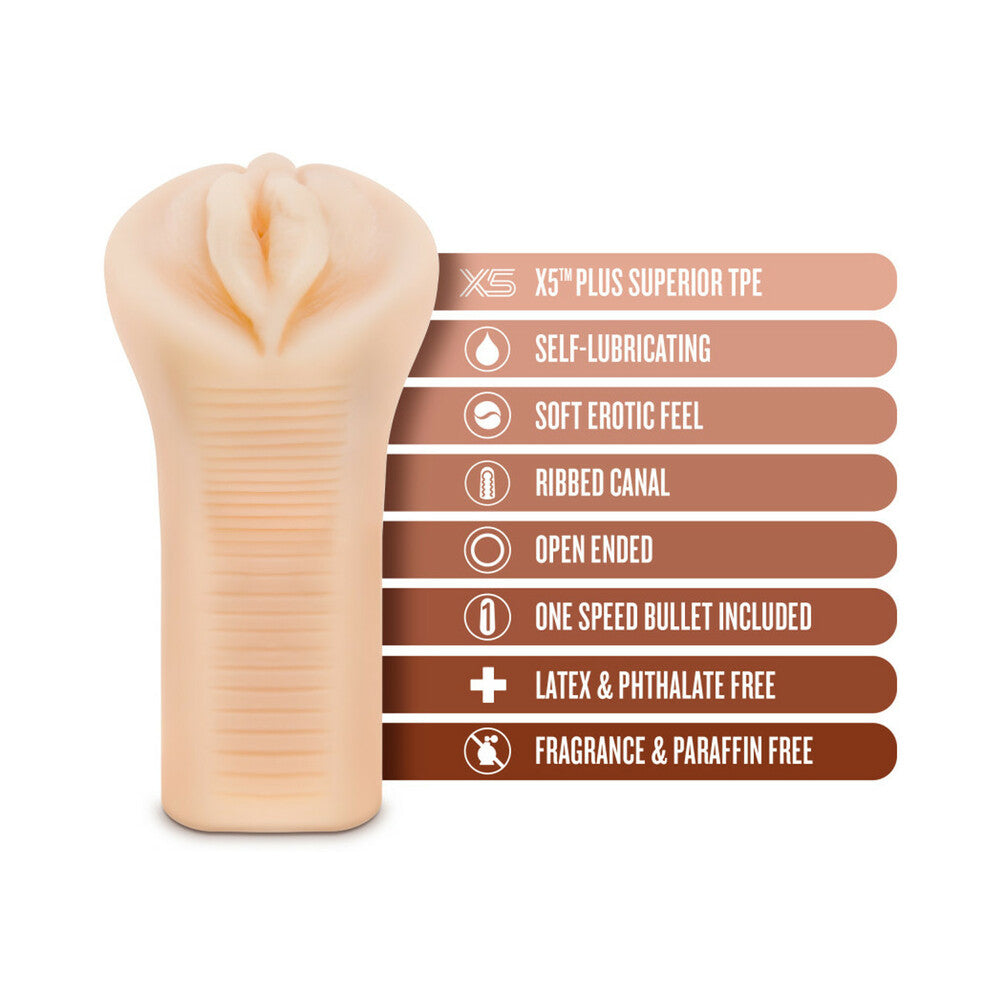 M Elite Soft + Wet Veronika Vagina Stroker with Bullet Vibrator Beige - Fantasies Boutique