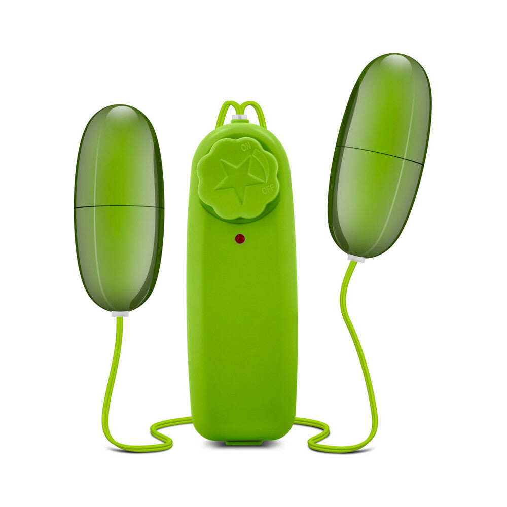 B Yours Double Pop Eggs Remote-Controlled Dual Bullet Vibrator Lime - Fantasies Boutique