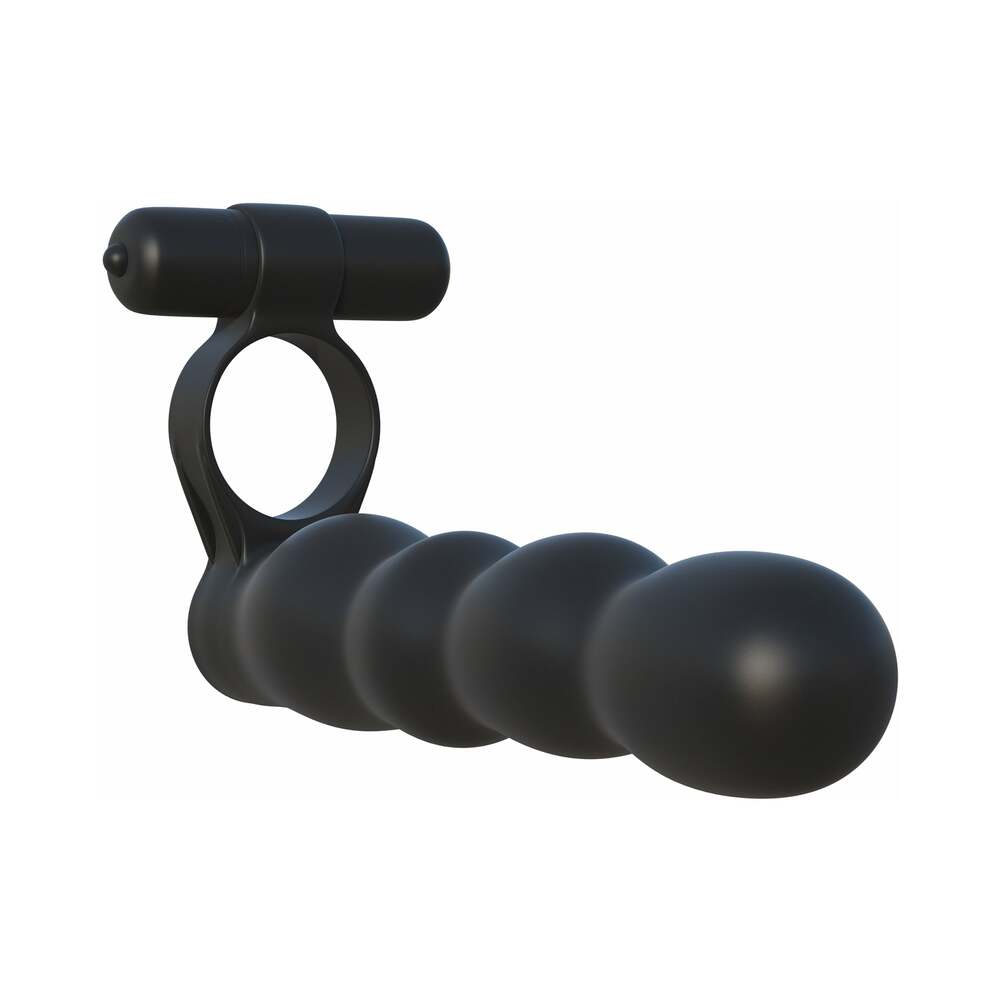 Fantasy C-Ringz Posable Partner Double Penetrator Vibrating Cockring Black - Fantasies Boutique