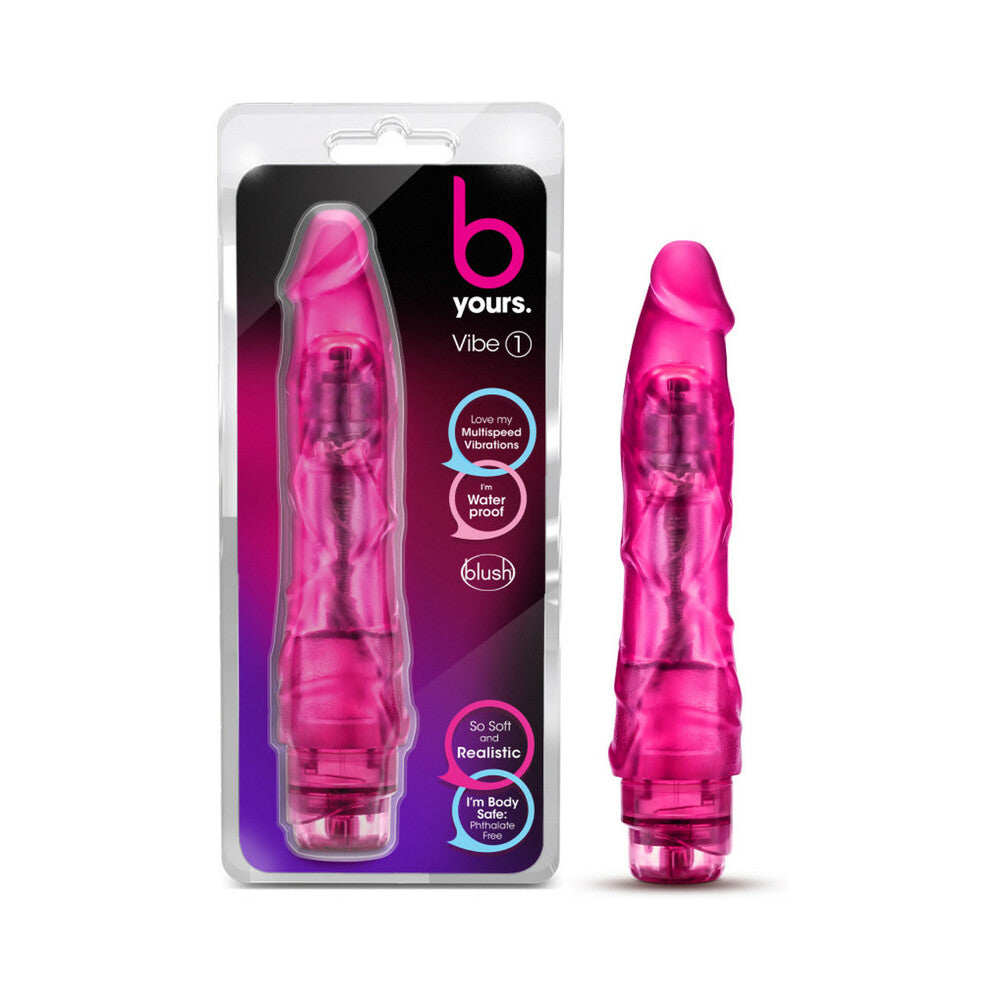 B Yours Vibe 1 Realistic 9 in. Vibrating Dildo Pink - Fantasies Boutique