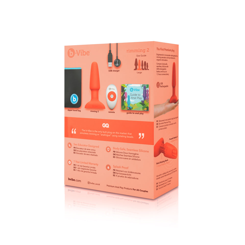 b-Vibe Rimming 2 Rotating and Vibrating Remote Control Plug Orange - Fantasies Boutique