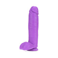 Neo 11 in. Dual Density Dildo with Balls Neon Purple - Fantasies Boutique