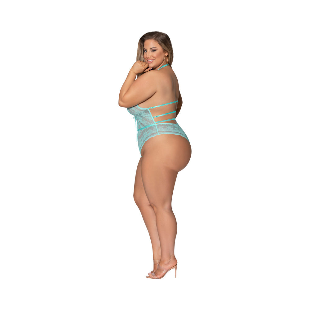 Magic Silk Seabreeze Teddy With Snap Crotch Turquoise Queen Size - Fantasies Boutique