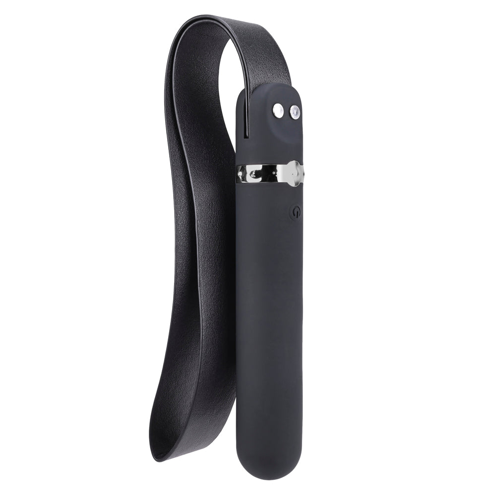 Adam & Eve Spank Me Vibe Rechargeable Silicone Vibrator With Slap Strap End Black - Fantasies Boutique