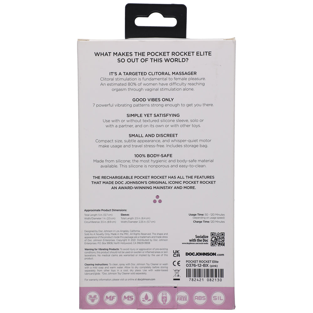 Pocket Rocket Elite Rechargeable Bullet With Removable Sleeve Pink - Fantasies Boutique