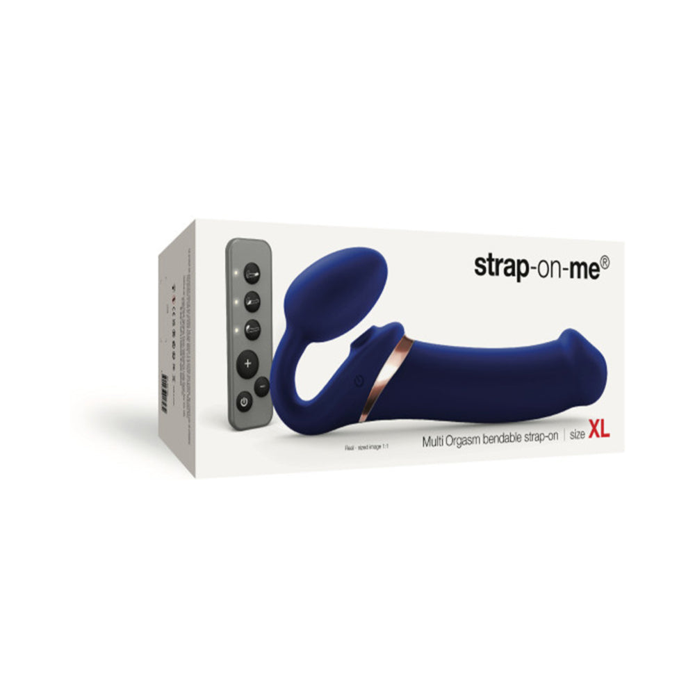 Strap-On-Me Rechargeable Remote-Controlled Multi Orgasm Bendable Strap-On Night Blue XL - Fantasies Boutique