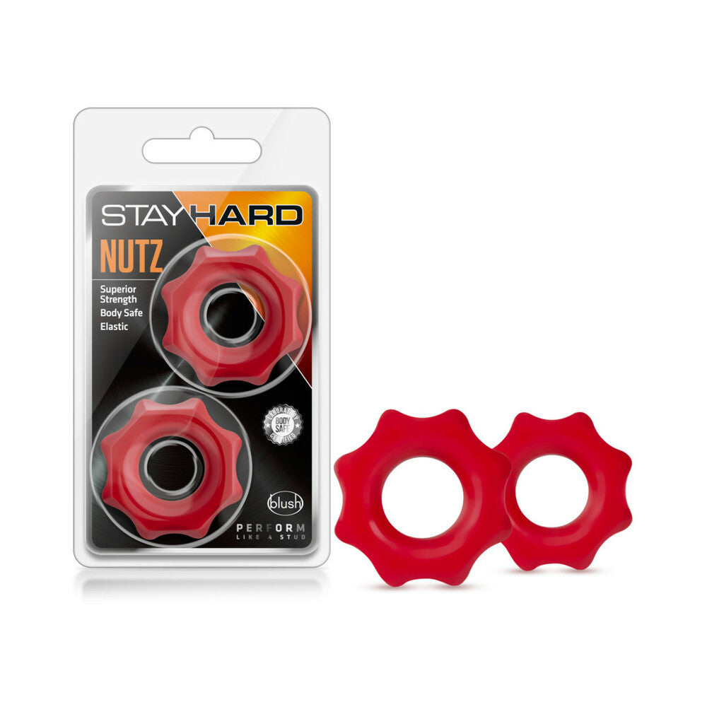 Blush Stay Hard Nutz Cockring 2-Pack Red - Fantasies Boutique