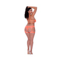 Magic Silk Rude Awakening Balconette Bra & Stirrup Thong Set Neon Orange Queen Size - Fantasies Boutique