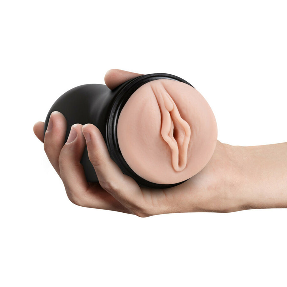 M for Men Soft + Wet Pussy with Pleasure Ridges Self-Lubricating Vagina Stroker Beige - Fantasies Boutique