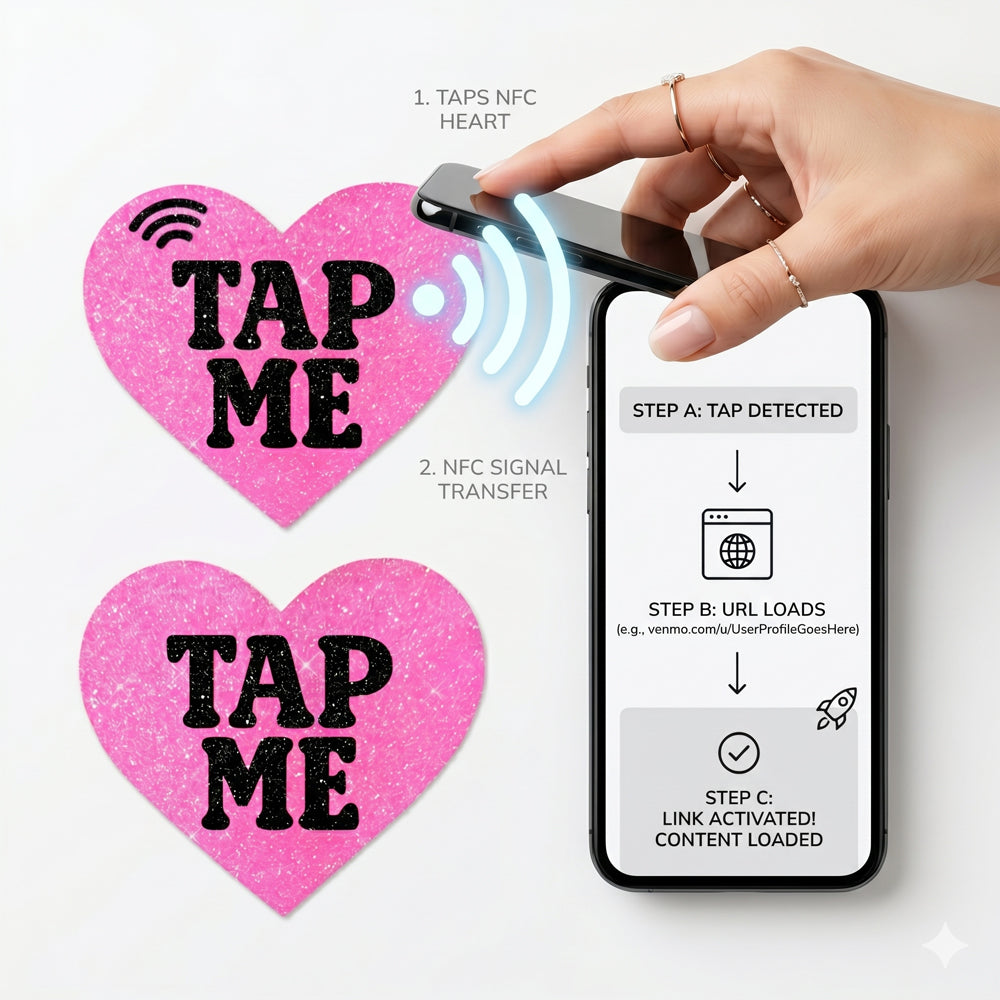 Neva Nude Treat Me Holographic Heart Smart NFC Pasties