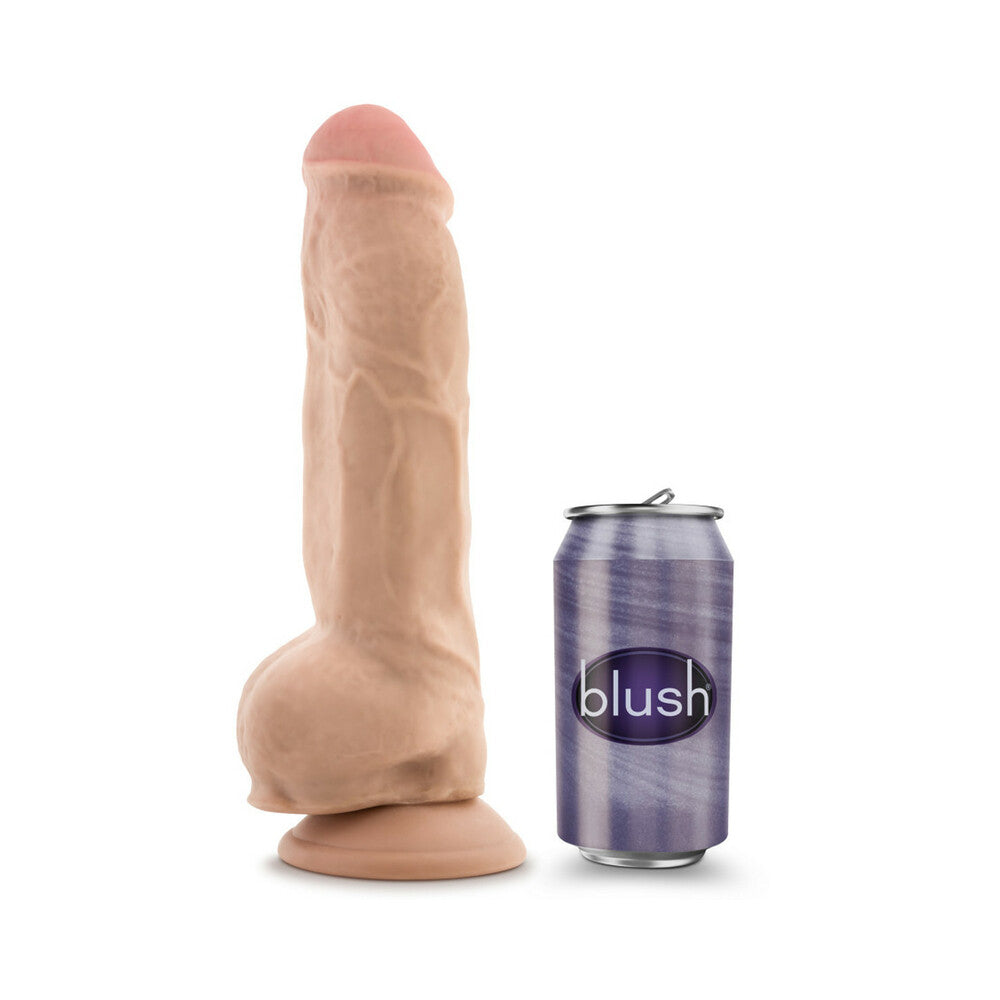 Au Naturel Big Boy 10 in. Posable Dual Density Dildo with Balls Beige - Fantasies Boutique