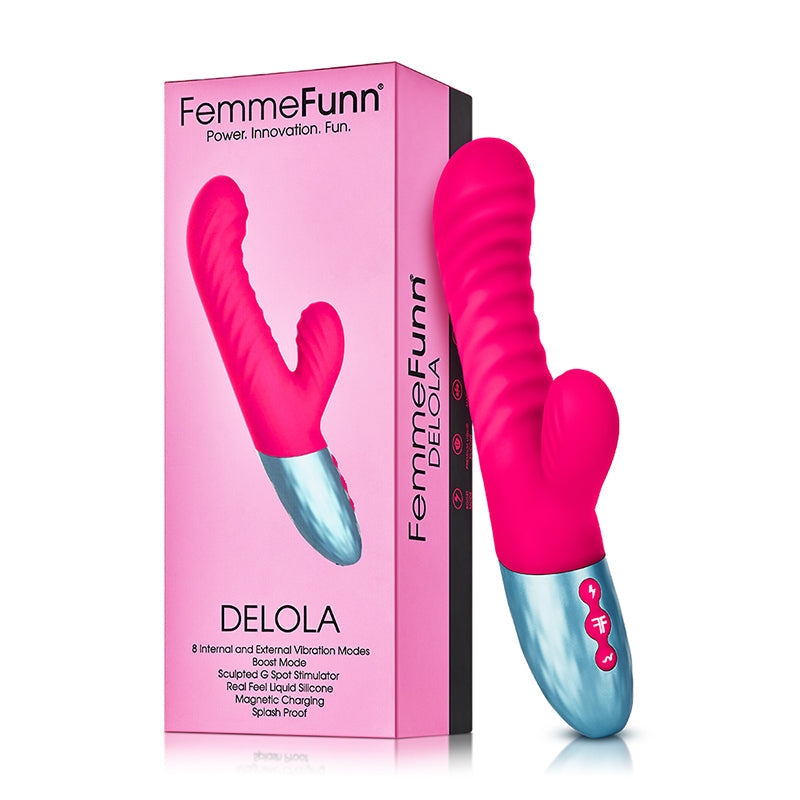 FemmeFunn Delola Rechargeable Silicone Dual Stimulation G-Spot Vibrator Pink - Fantasies Boutique