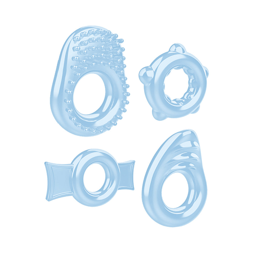 Zero Tolerance Ring A Ding Ding 4-Piece Cockring Set Blue - Fantasies Boutique