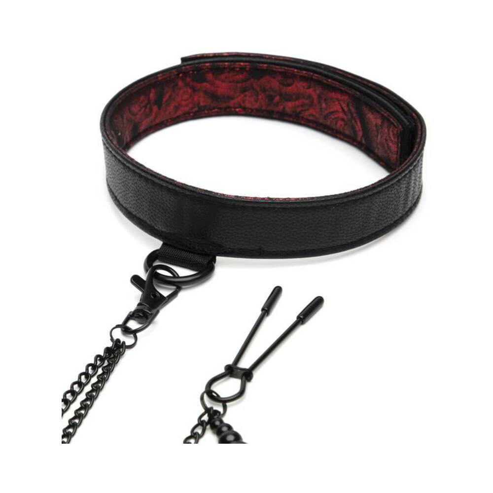 Fifty Shades of Grey Sweet Anticipation Reversible Collar, Nipple Clamps Red/Black - Fantasies Boutique