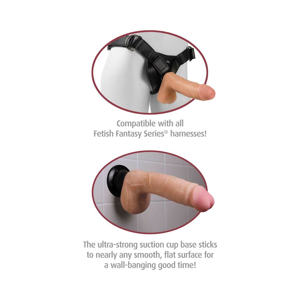 Real Feel Deluxe No. 5 Realistic 8 in. Vibrating Dildo With Balls and Suction Cup Brown - Fantasies Boutique