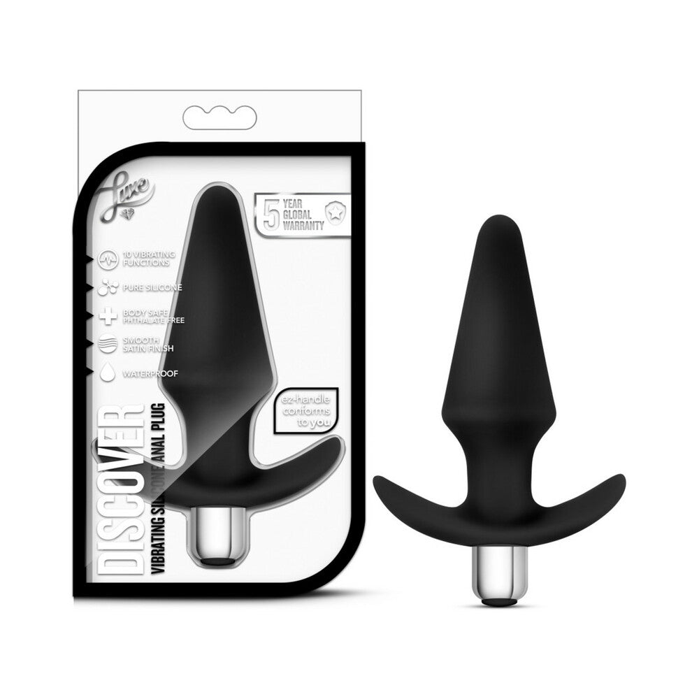 Luxe Discover Vibrating Silicone Anal Plug Black - Fantasies Boutique