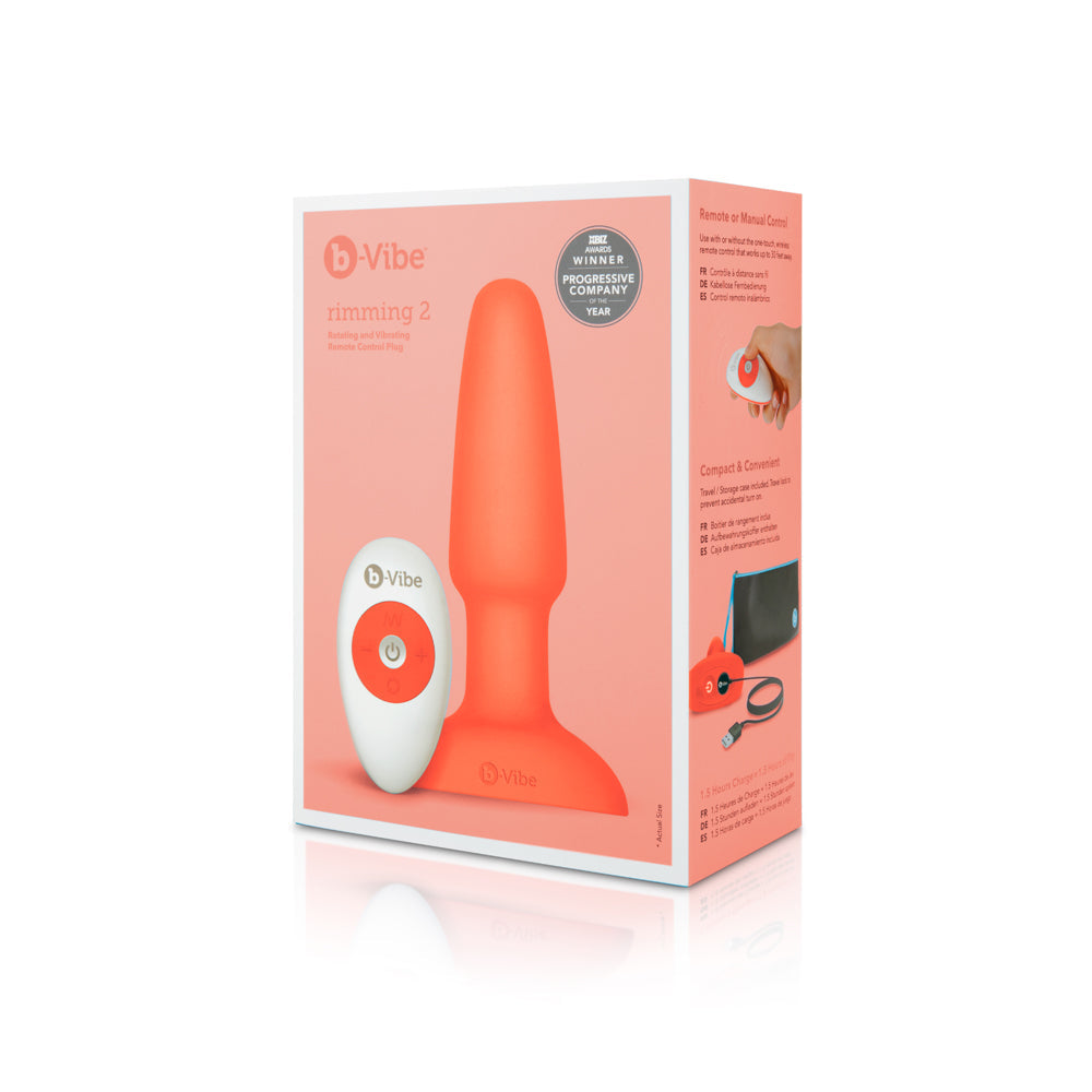 b-Vibe Rimming 2 Rotating and Vibrating Remote Control Plug Orange - Fantasies Boutique