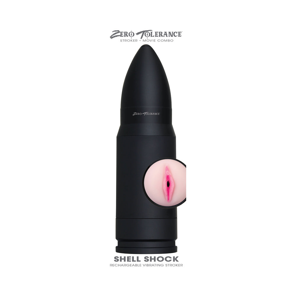 Zero Tolerance Shell Shock Rechargeable Bullet-Shaped Vibrating Vagina Stroker Black - Fantasies Boutique