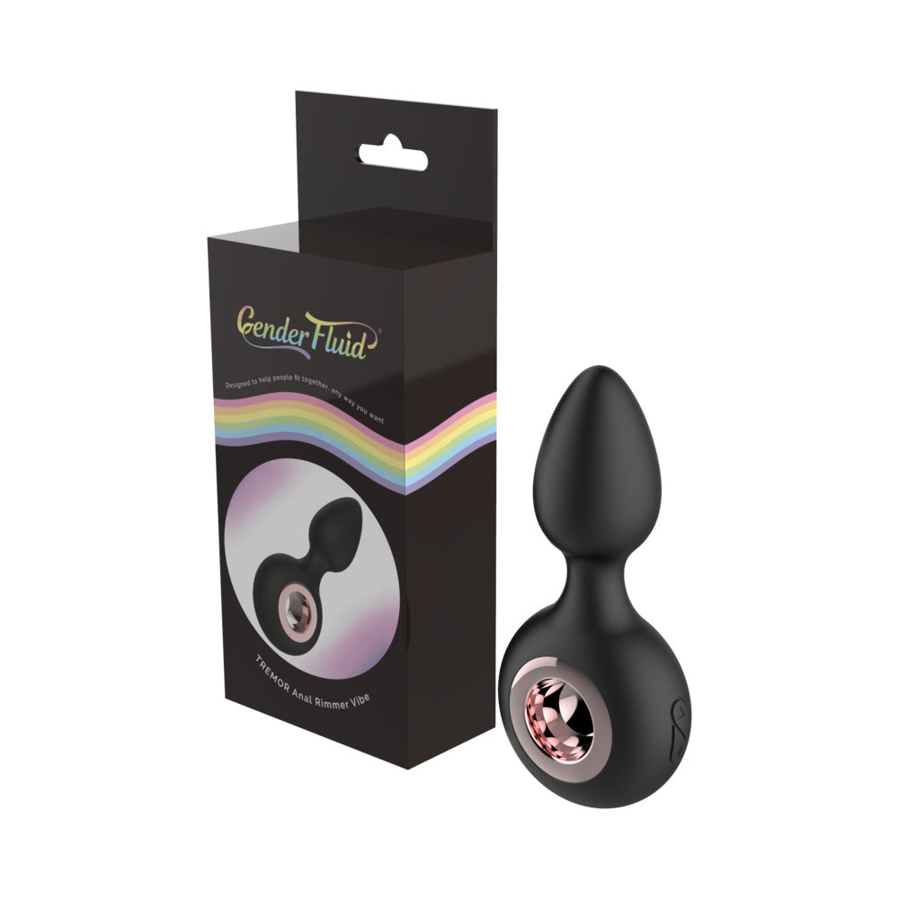 Gender Fluid Tremor Rechargeable Silicone Anal Rimmer Vibrating Plug Black - Fantasies Boutique