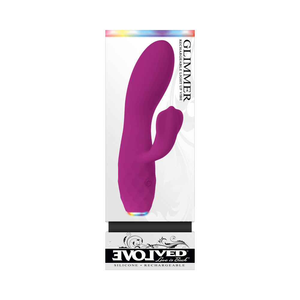 Evolved Glimmer Light-Up Rechargeable Silicone Dual Stimulator Purple - Fantasies Boutique