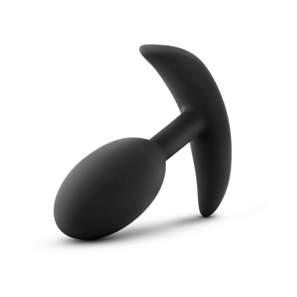 Blush Anal Adventures Platinum Silicone Weighted Vibra Slim Plug Medium Black - Fantasies Boutique
