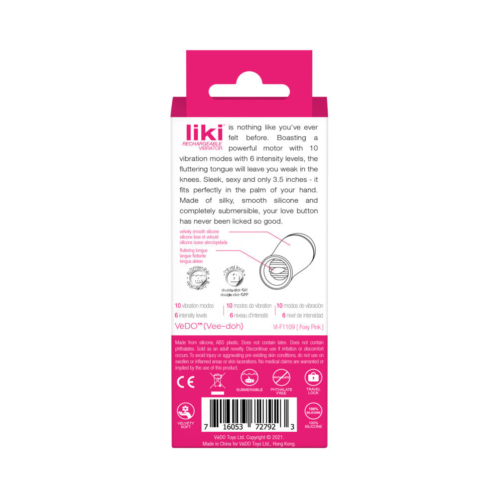 Vedo Liki Rechargeable Flicker Foxy Pink - Fantasies Boutique