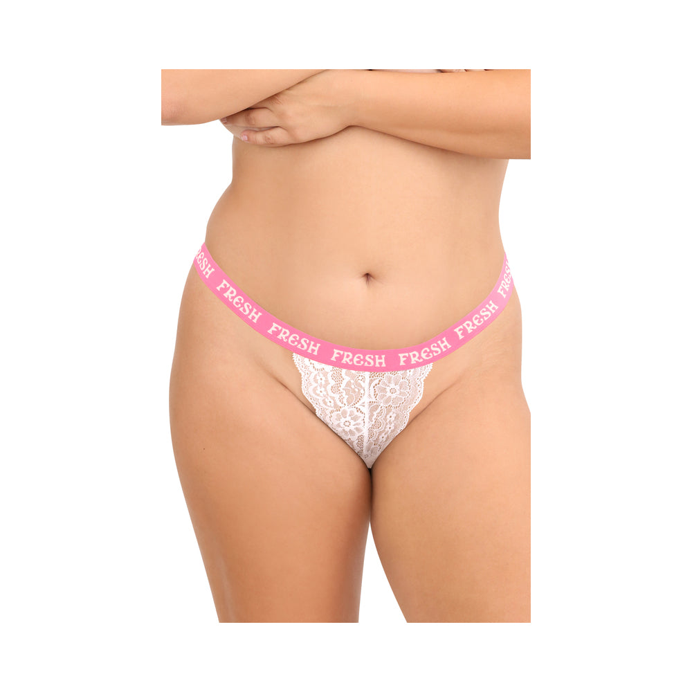Fantasy Lingerie Vibes Tasty Vibes Pack 3-Piece Lace Thong Panty Set Blue/Pink/White Queen Size - Fantasies Boutique