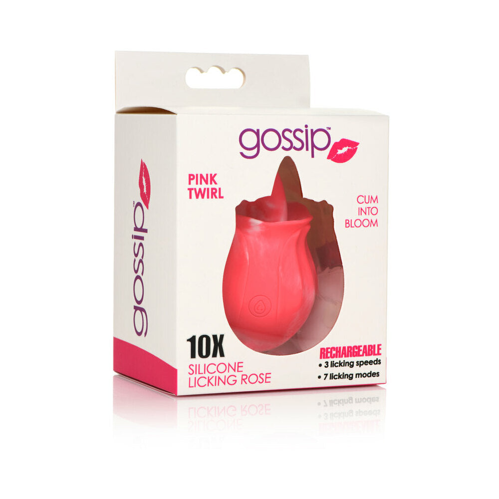 Curve Toys Gossip Cum Into Bloom Rechargeable Silicone Licking Rose Pink Twirl - Fantasies Boutique