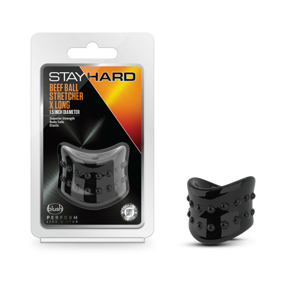 Blush Stay Hard Beef Ball Stretcher X Long 1.5 in. Black - Fantasies Boutique