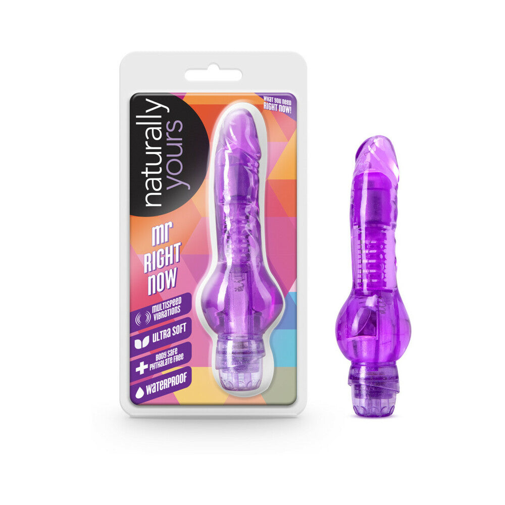 Naturally Yours Mr. Right Now 6.5 in. Vibrating Dildo Purple - Fantasies Boutique