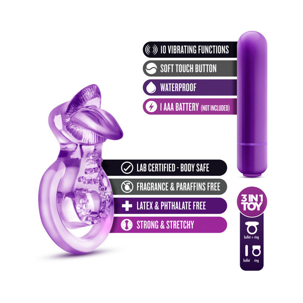 Play with Me Lick It Vibrating Double Strap Cockring Purple - Fantasies Boutique