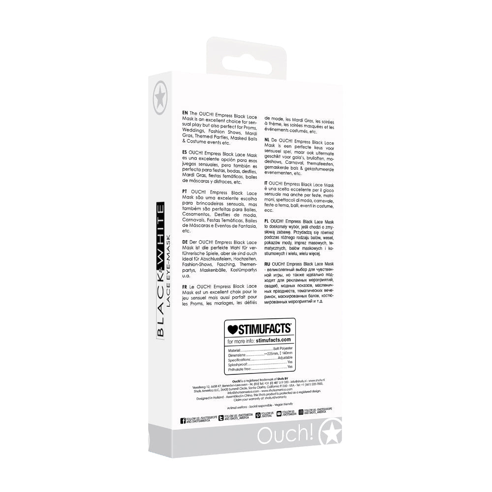 Ouch! Black & White Empress Lace Eye Mask Black - Fantasies Boutique
