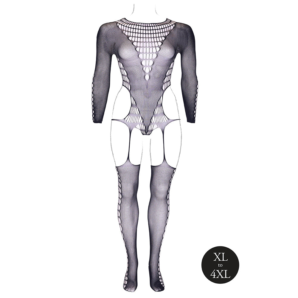 Le Desir Shade Kalyke XXIII Bodystocking with Turtleneck Black Queen Size - Fantasies Boutique