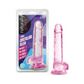 Naturally Yours Crystalline 7 in. Dildo with Balls Rose - Fantasies Boutique