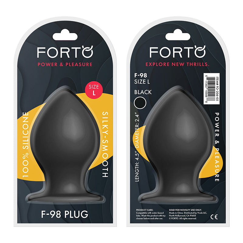 Forto F-98 Cone Silicone Anal Plug Large Black - Fantasies Boutique