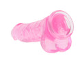RealRock Crystal Clear Realistic 10 in. Dildo With Balls and Suction Cup Pink - Fantasies Boutique