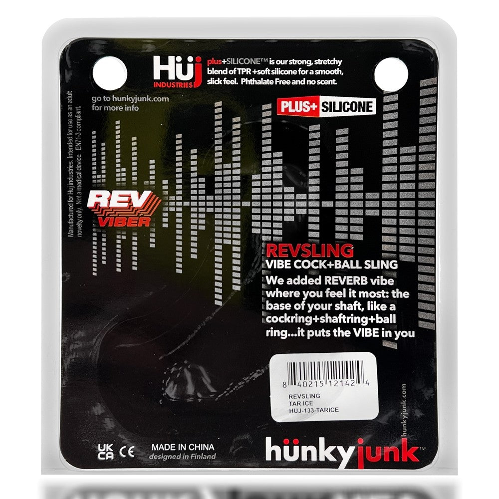 Hunkyjunk Revsling Cock & Ball Sling with Bullet Vibrator Tar Ice - Fantasies Boutique