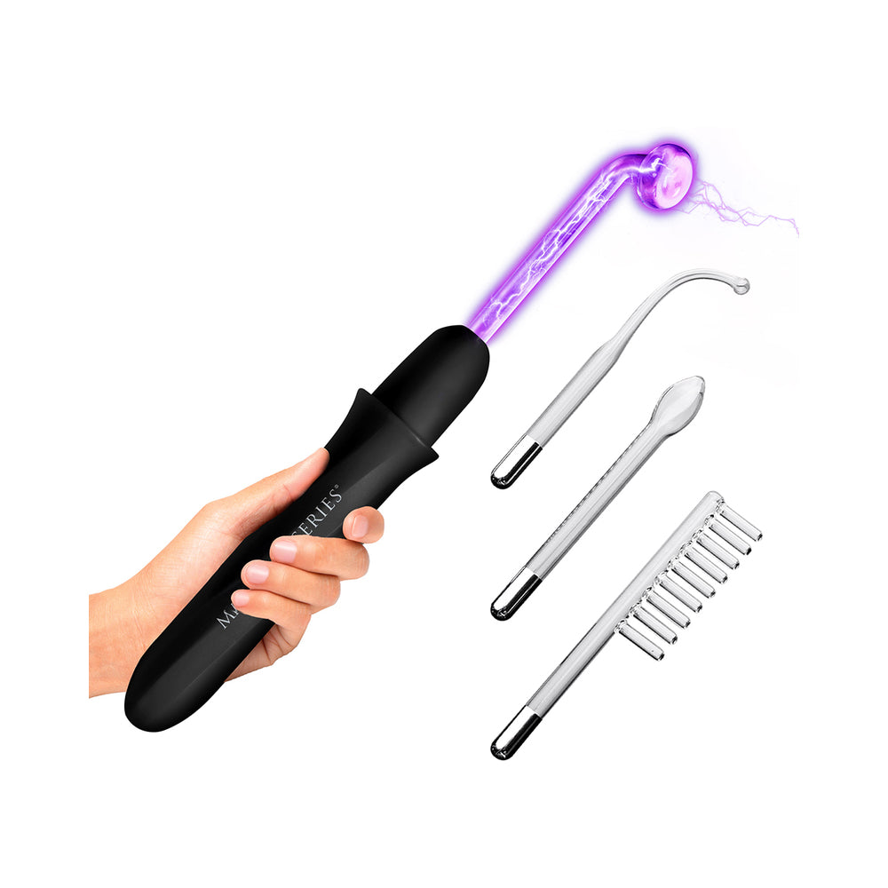Master Series Elektra wand Rechargeable E-Stim Wand with Attachments Black