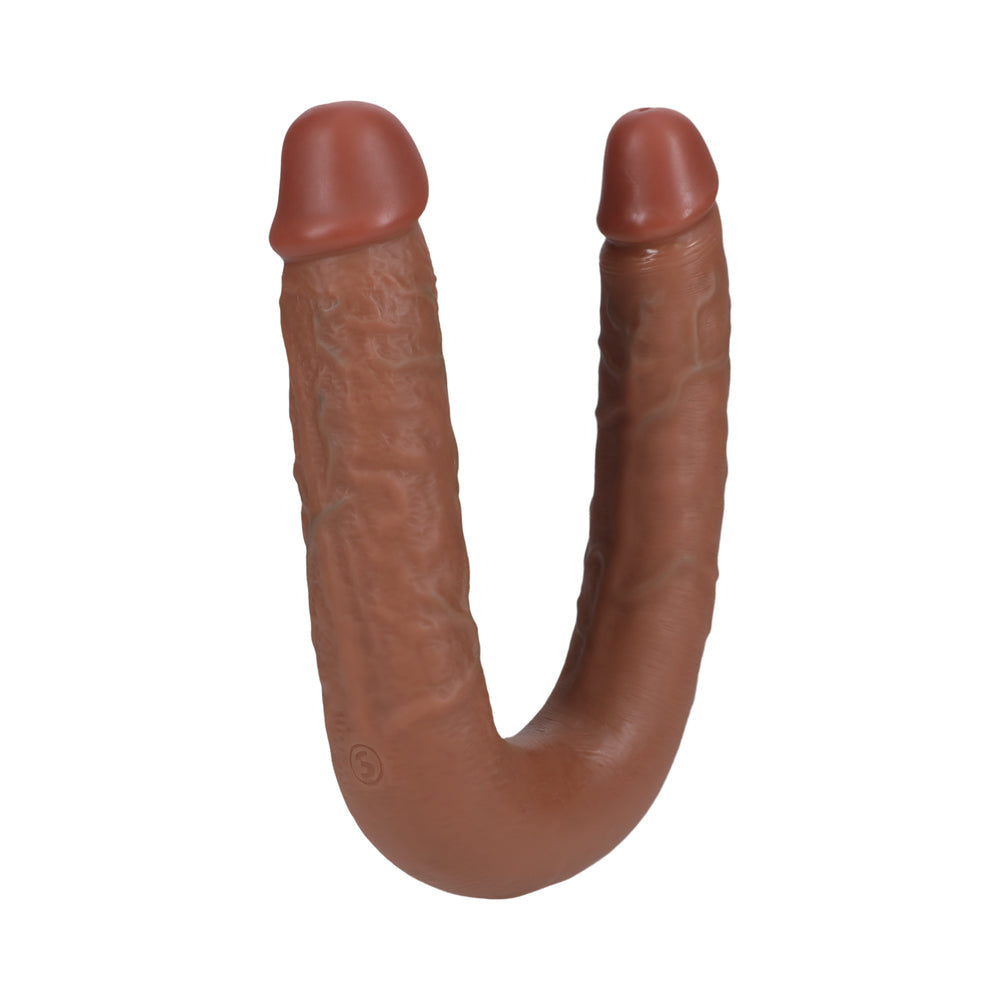 RealRock 9 in. U-Shaped Double Dildo Tan - Fantasies Boutique