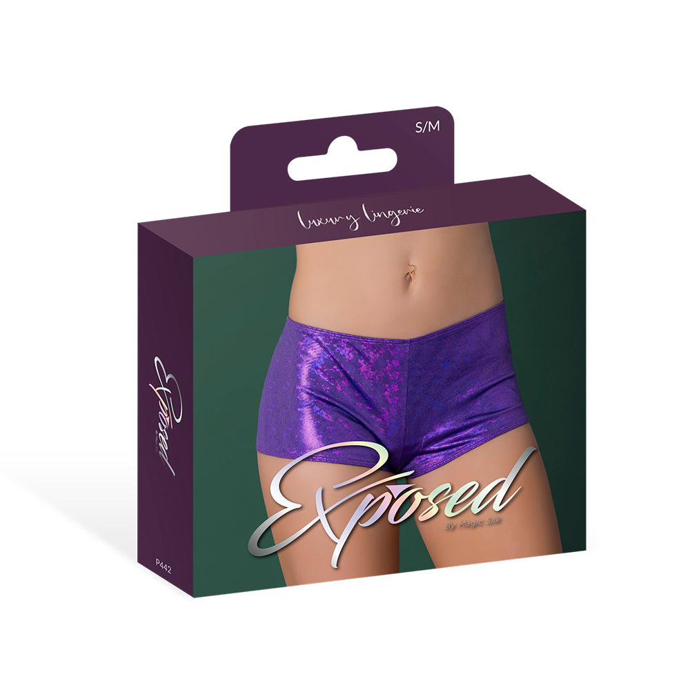 Magic Silk Glimmer Mini Boy Short Purple Disco S/M