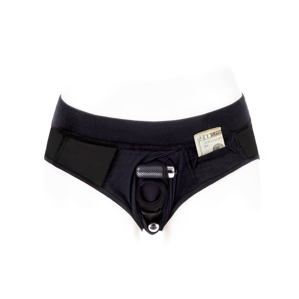 SpareParts Tomboi Cover Brief Style Underwear Harness Nylon Black/Black XS