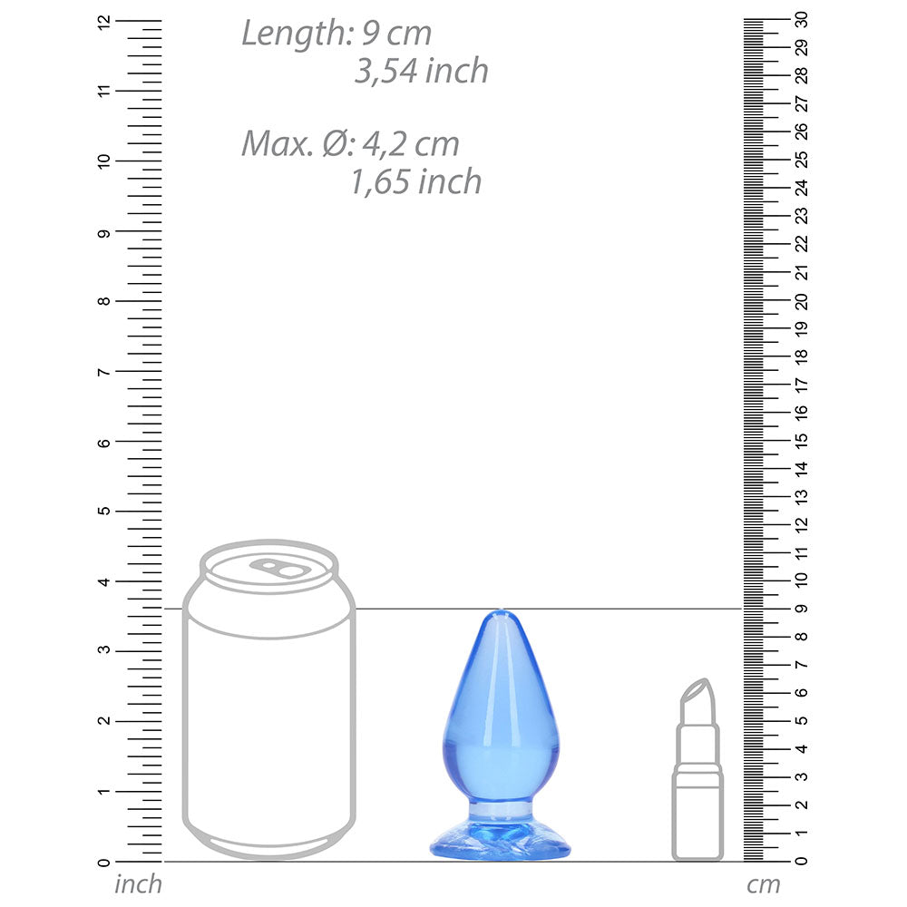 RealRock Crystal Clear 3.5 in. Anal Plug Blue - Fantasies Boutique