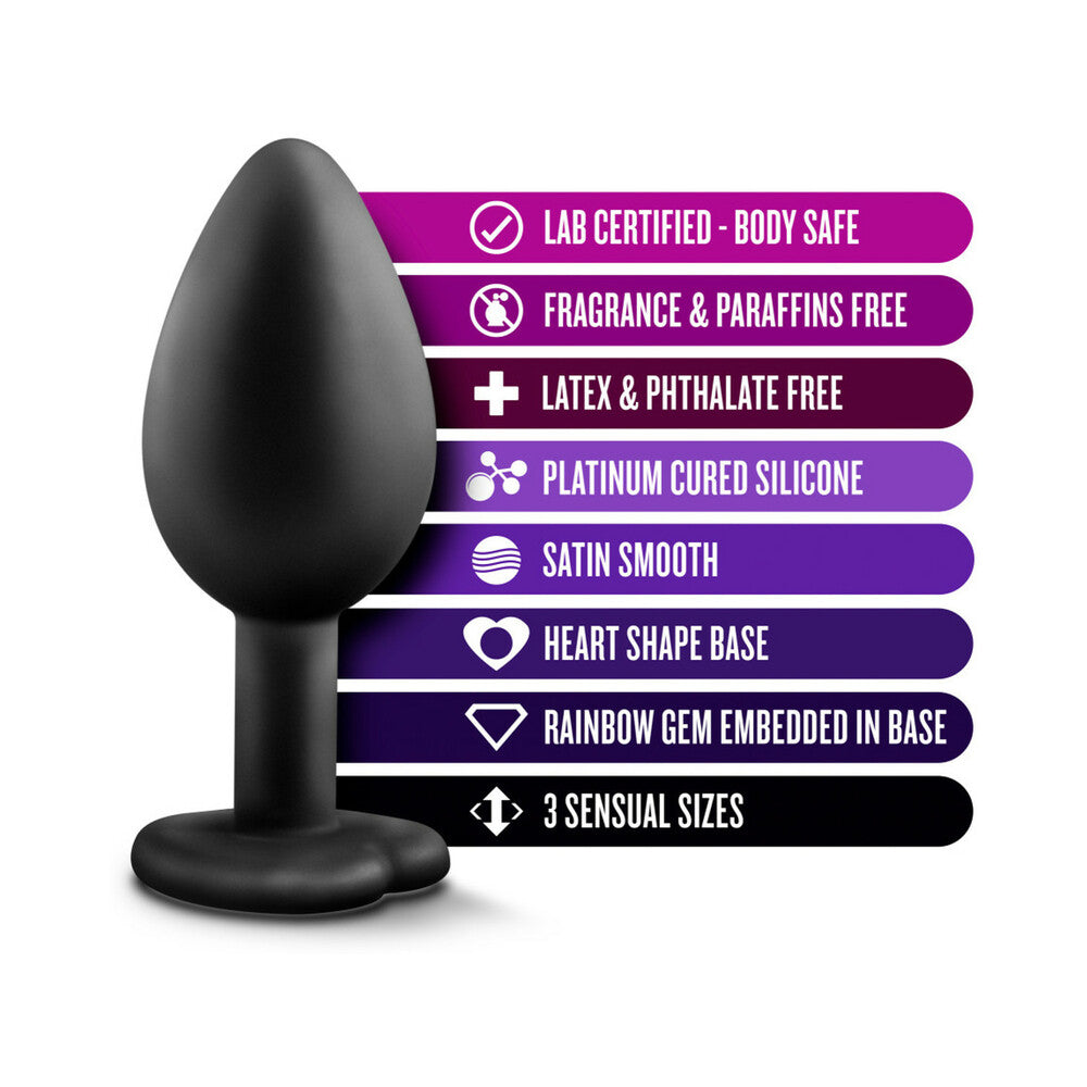 Blush Luxe 3-Piece Bling Plug Training Kit with Rainbow Gem Base Black - Fantasies Boutique